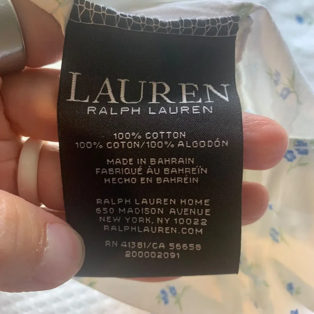 Lauren Ralph Lauren Linda Floral Blue Pattern Cottagecore Pillow Case 32x18